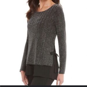 Karen Kane Black Sparkle Blouse NWT Small Tie Sides